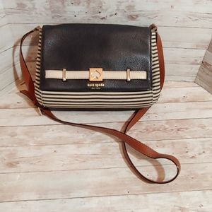Kate Spade striped canvas & leather crossbody bag